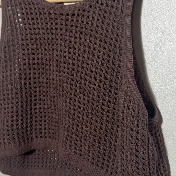 Women's Size M L.A. Hearts Pacsun Topanga Brown Crochet Knit Cropped Tank Top - Picture 3 of 5